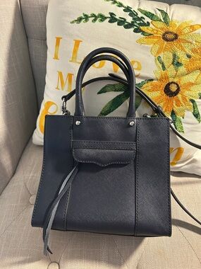 Rebecca Minkoff Structured Navy Leather Top-Handle Satchel